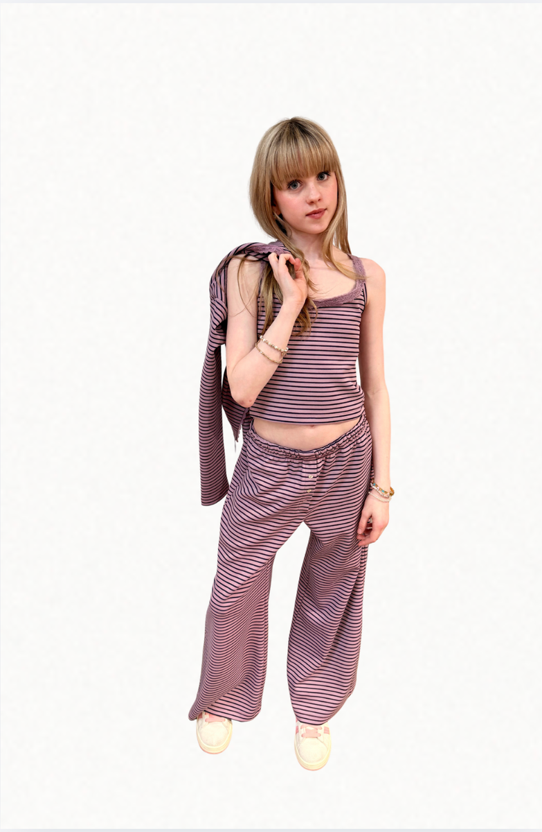 Lizzie Mauve/Navy Striped Tank | Girl