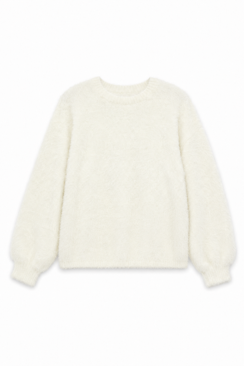 Maya Taupe Fluffy Drop Shoulder Sweater