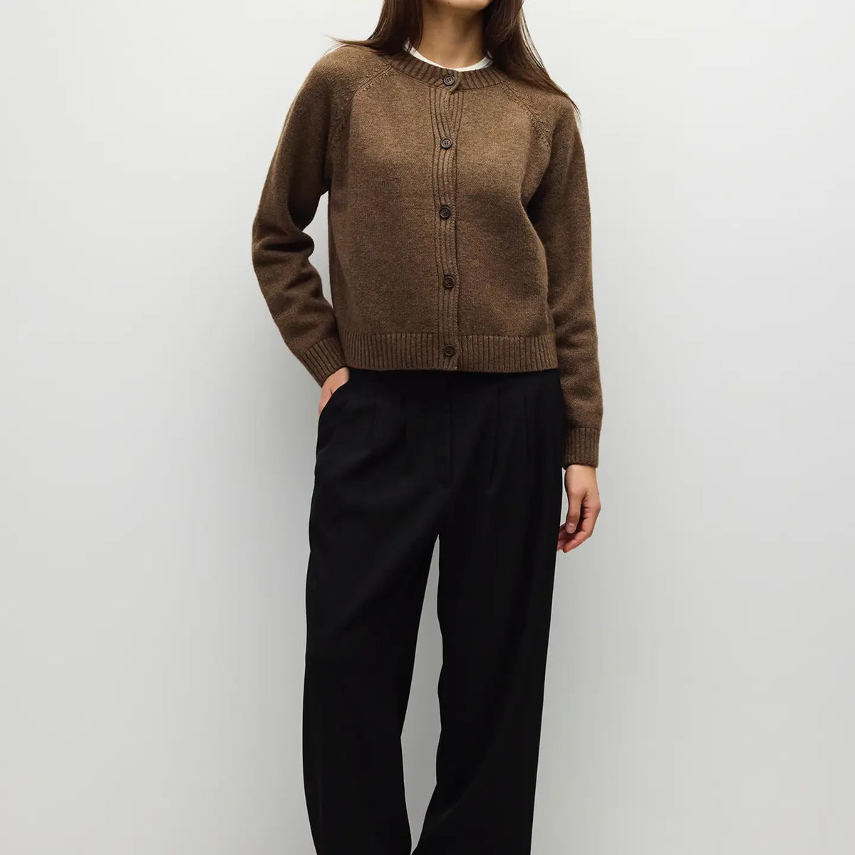 Danielle Brown Crewneck Cardigan