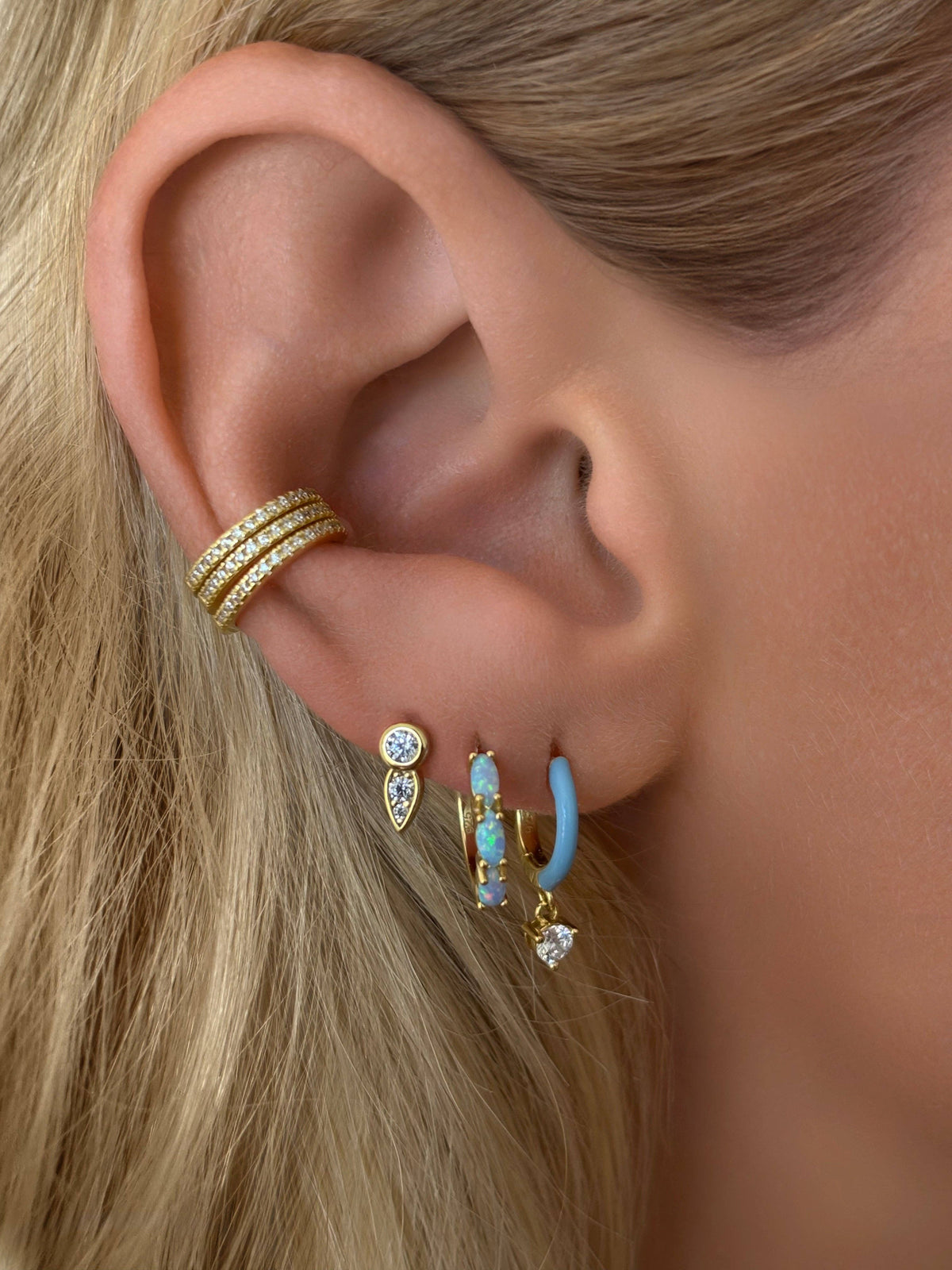 14k Vermeil Pavé CZ Petal Studs