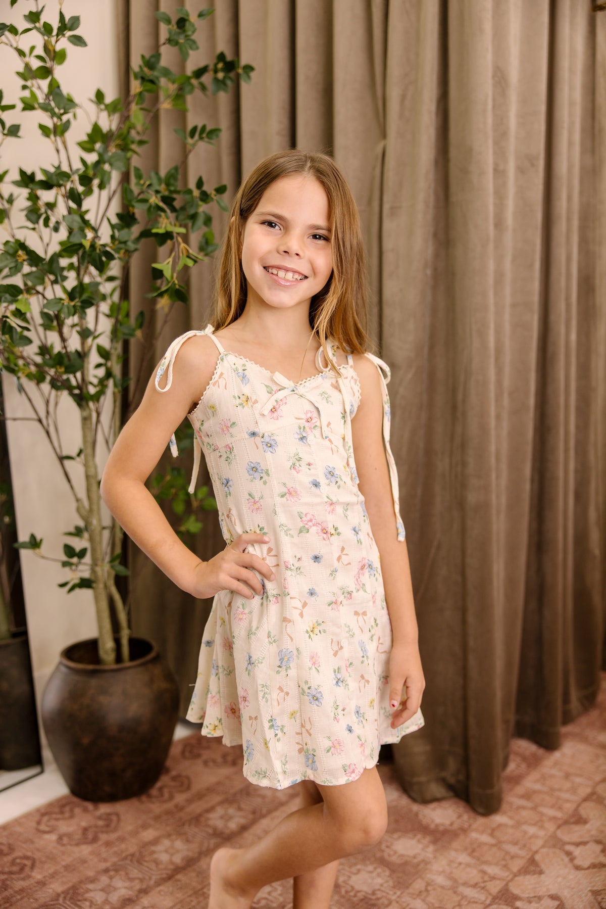 Daria Cream Floral Cami Mini Dress