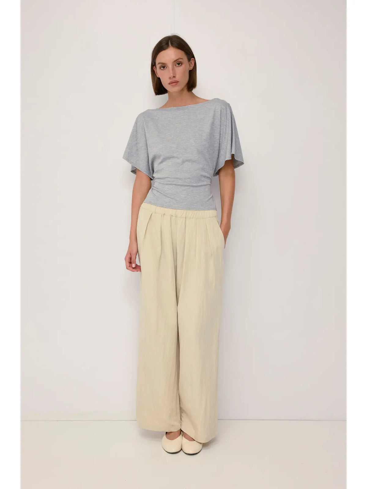 Shianne Heather Grey Short Sleeve Top