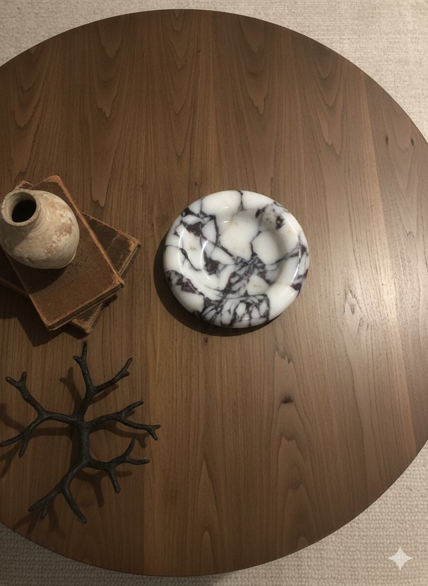 Polished Calacatta Viola Marble Decorative Bowl