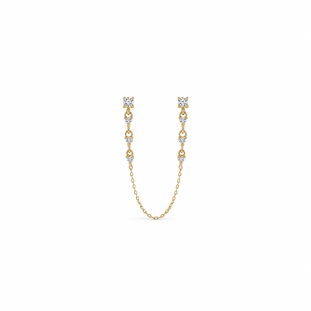 14k Vermeil Double Graduated Stud Chain Earrings