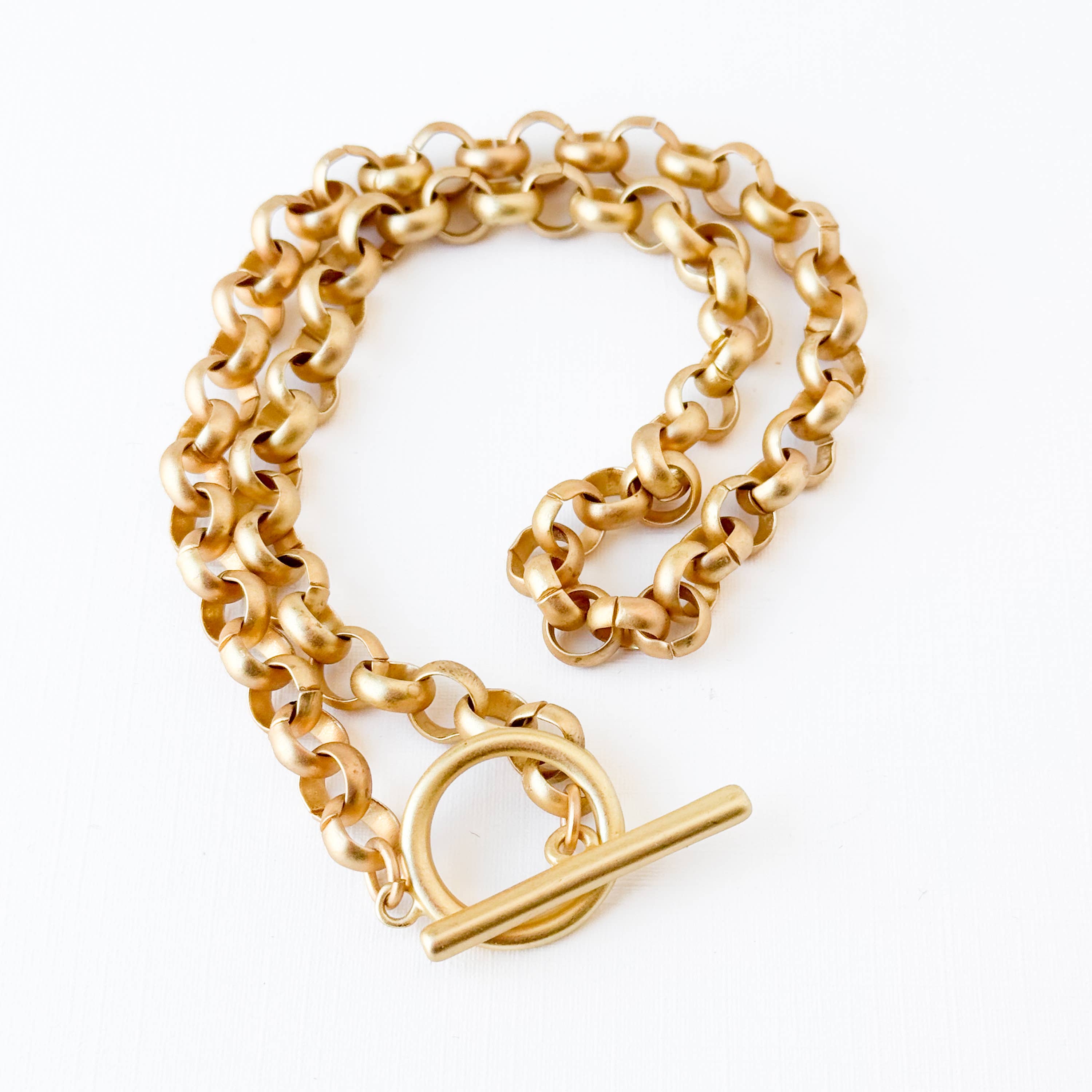 Thick Rolo Gold T Bar Chain Necklace