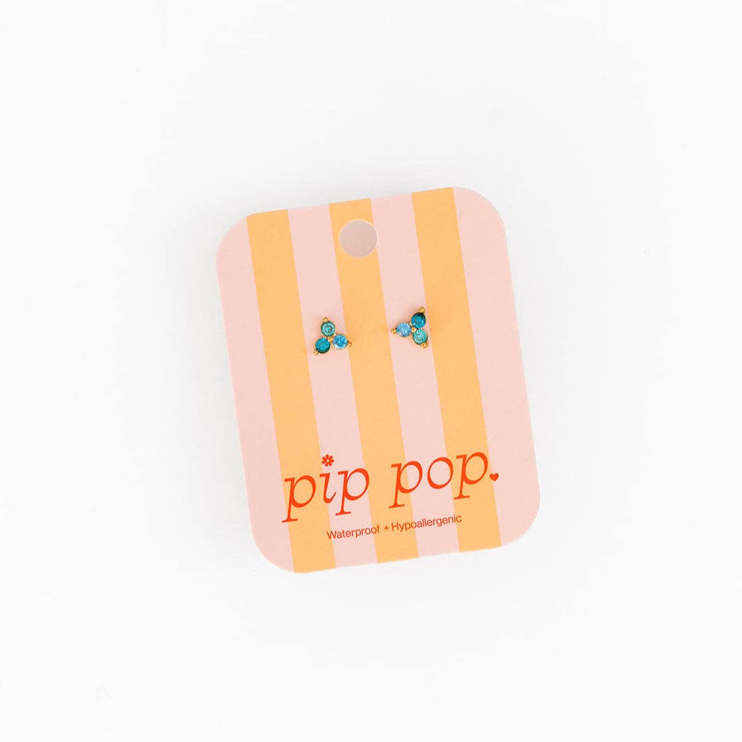 Ombré Gem Stud Earrings - Hypoallergenic, Flat Back, Girl
