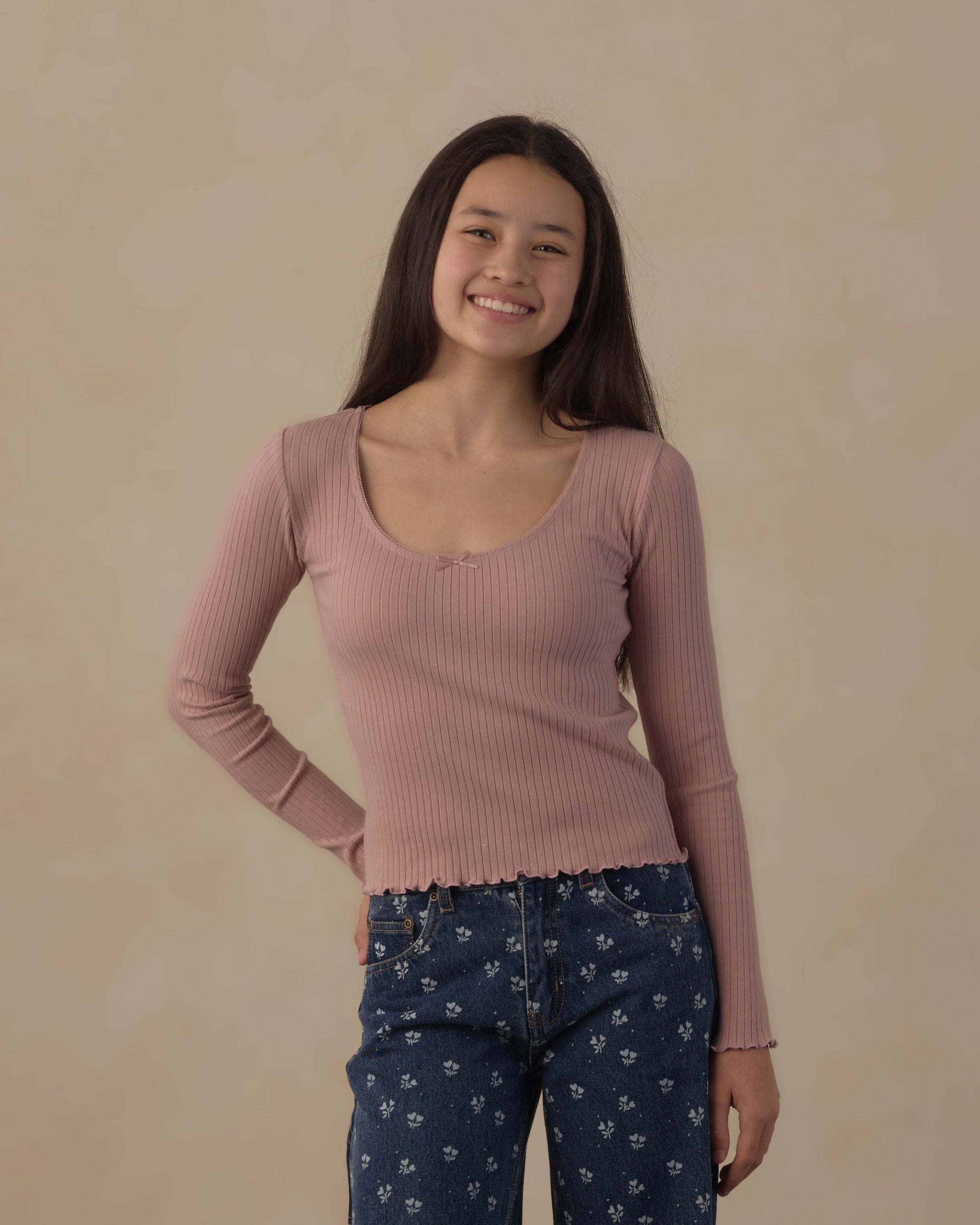 Girls Ribbed Long Sleeve