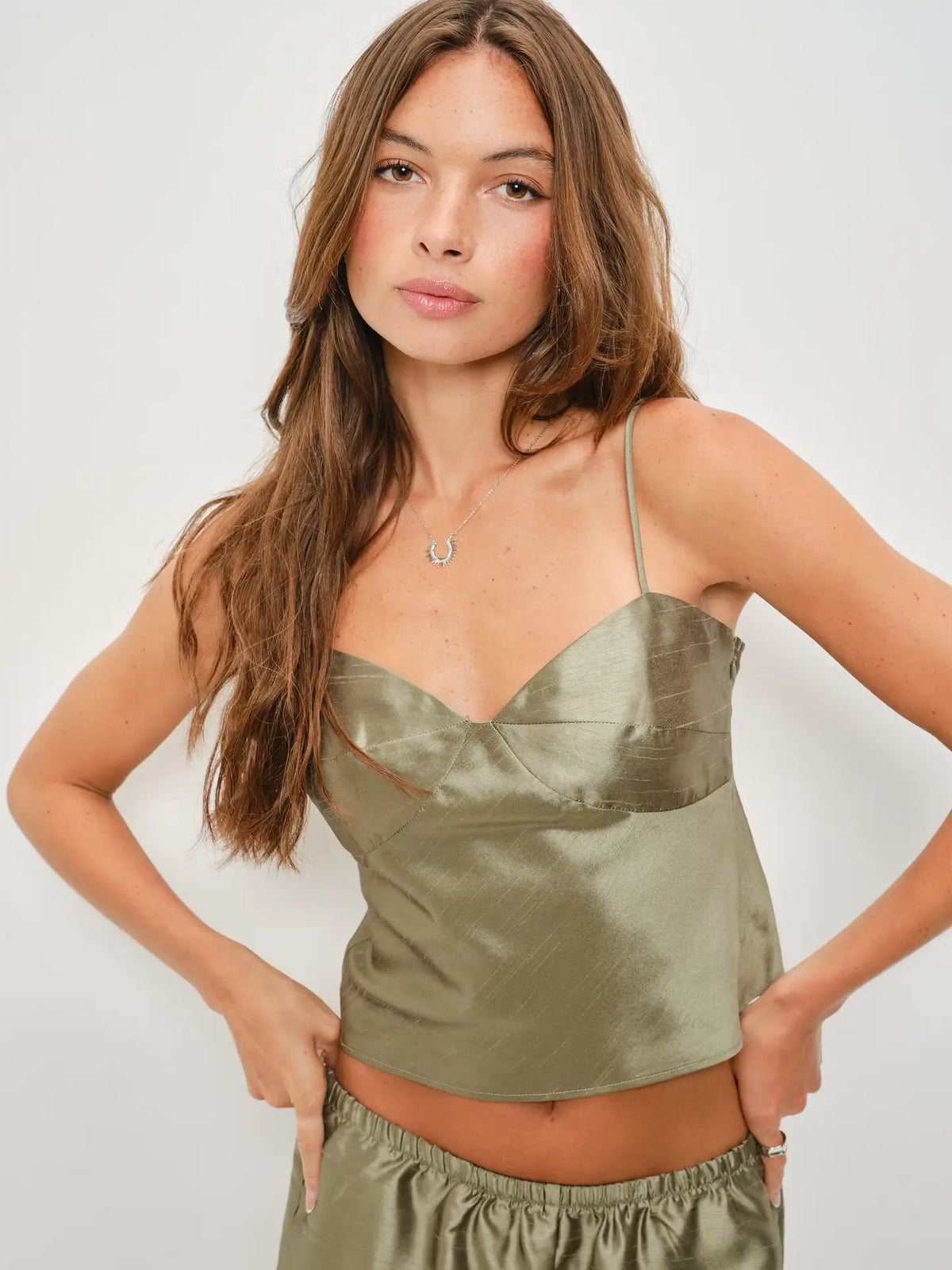 Delphine Olive Taffeta Cami
