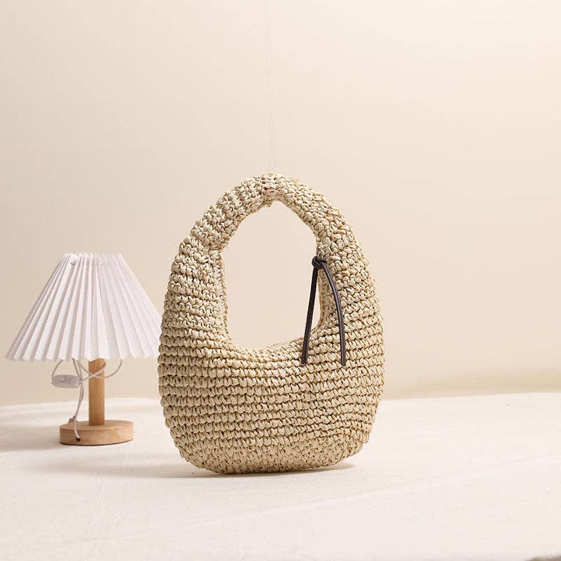 Trendy Solid Color Woven Tote Bag with Tassels