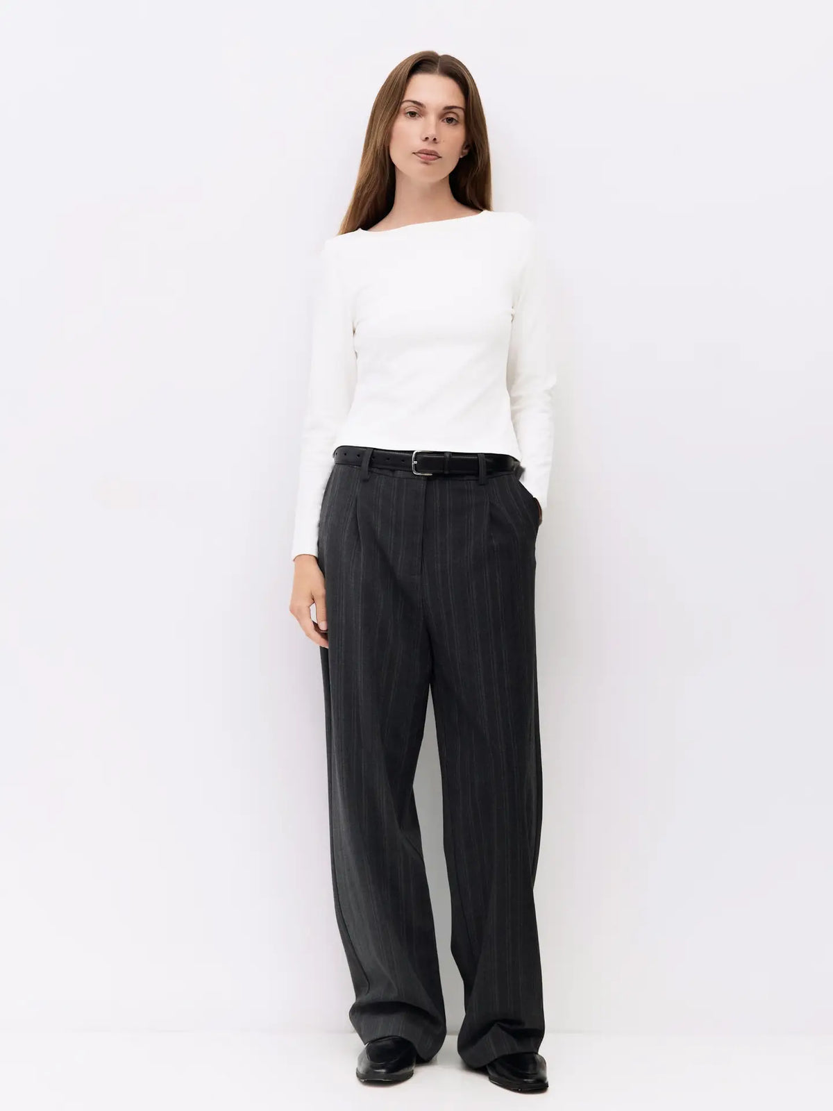 Martina White Long Sleeve Top