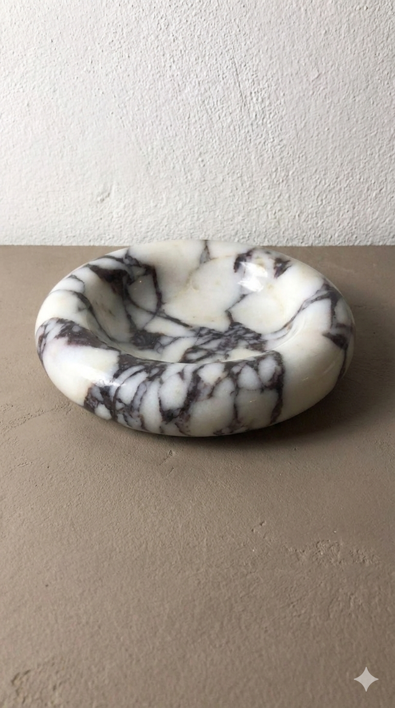 Polished Calacatta Viola Marble Decorative Bowl