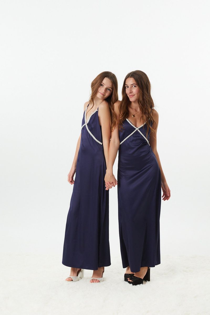 Teen Miller Navy Satin Maxi Dress