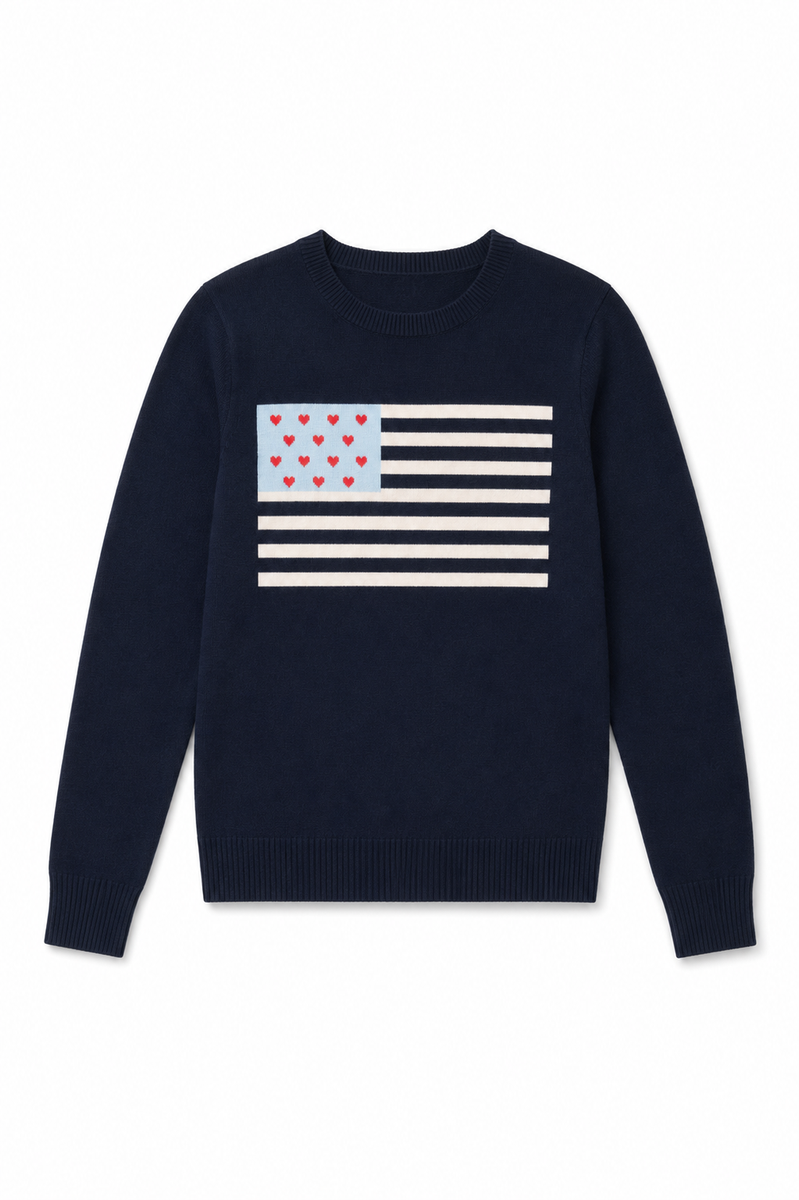 Tiegan Navy Flag Sweater | Tween