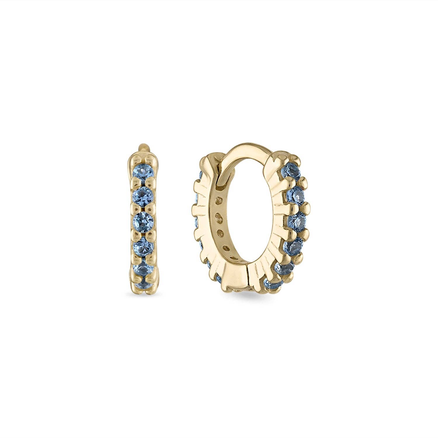 Blue CZ Sapphire Huggie Earrings