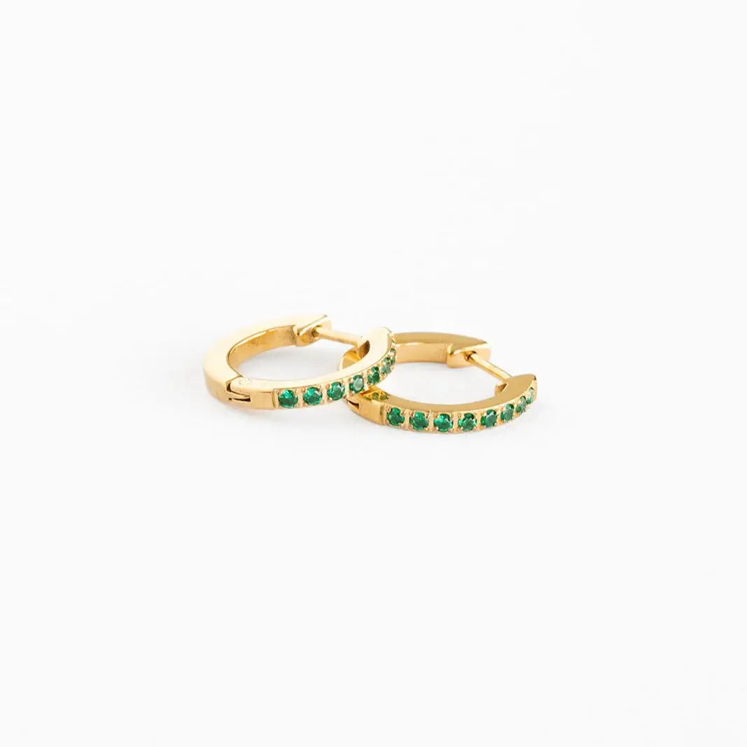Gem Hoop Earrings - Hypoallergenic, Flat Back, Girl Gift