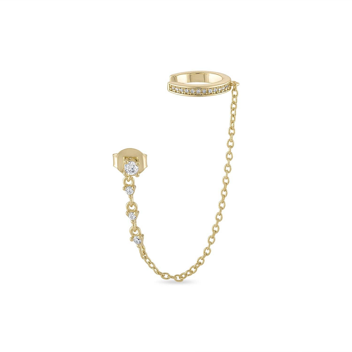 14k Vermeil Reversible Chain Cuff Stud Earring