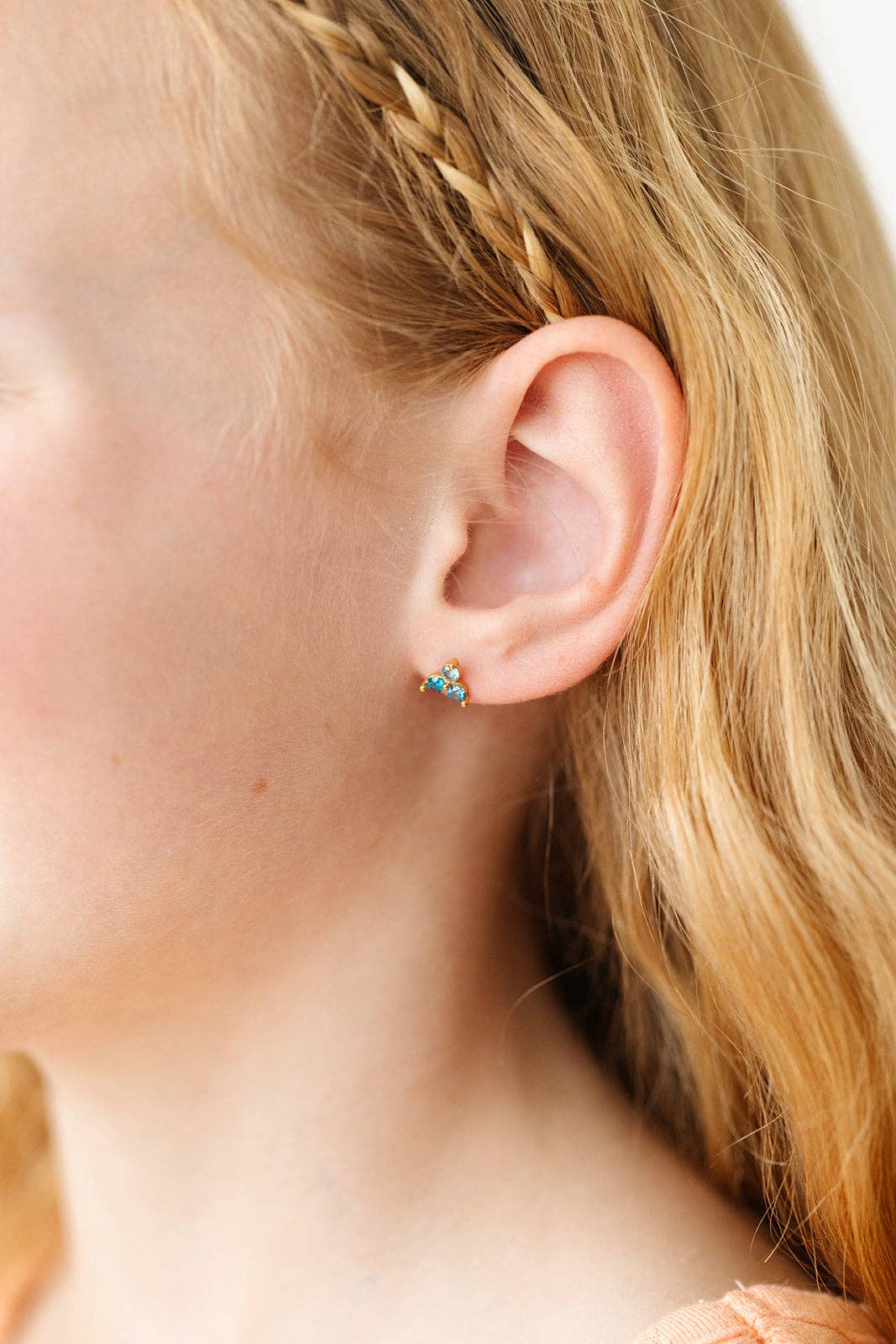 Ombré Gem Stud Earrings - Hypoallergenic, Flat Back, Girl