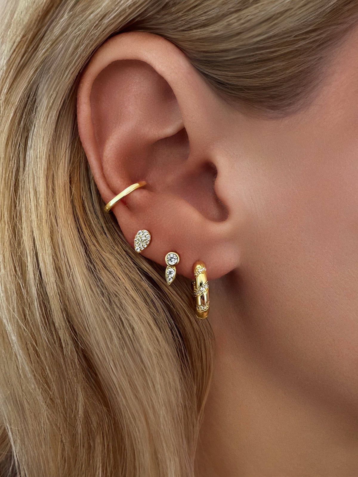14k Vermeil Pavé CZ Petal Studs