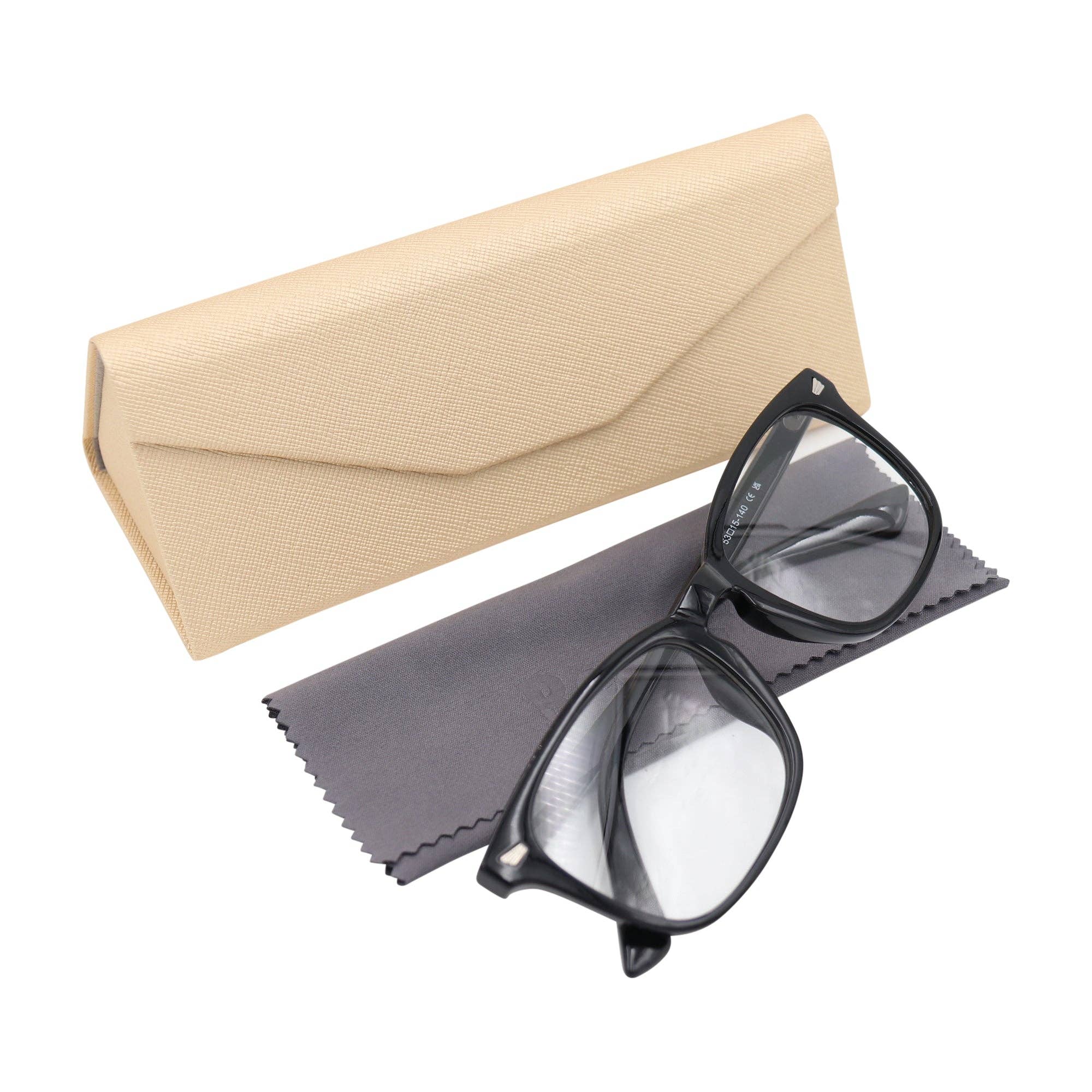 Vegan Leather Folding Hard Shell Glasses Case - Gold