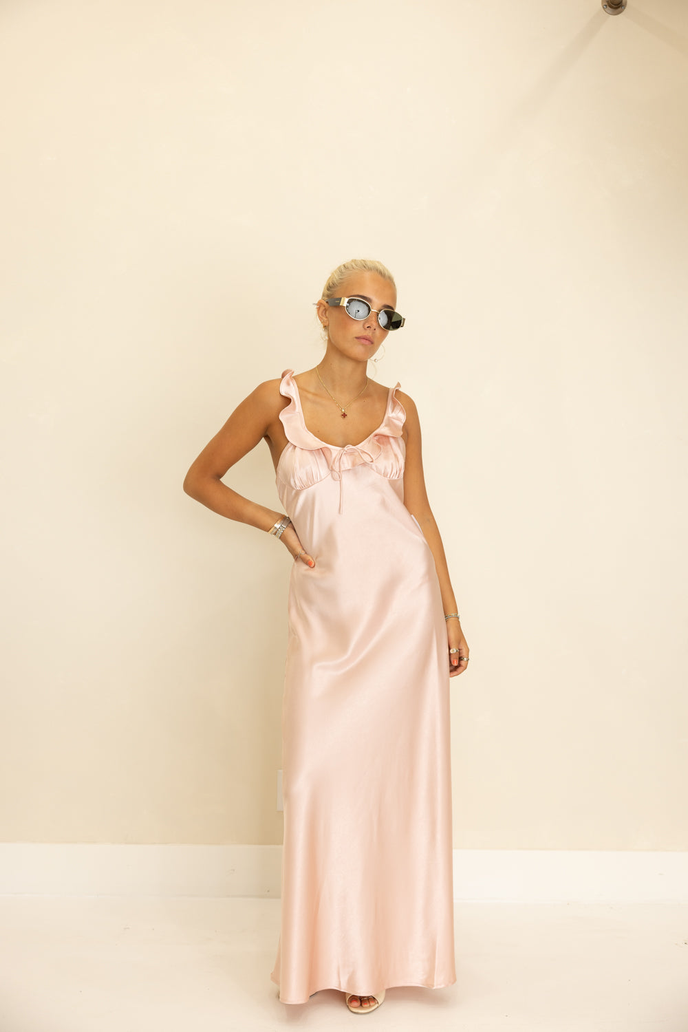 Lacy Maxi Satin Dress