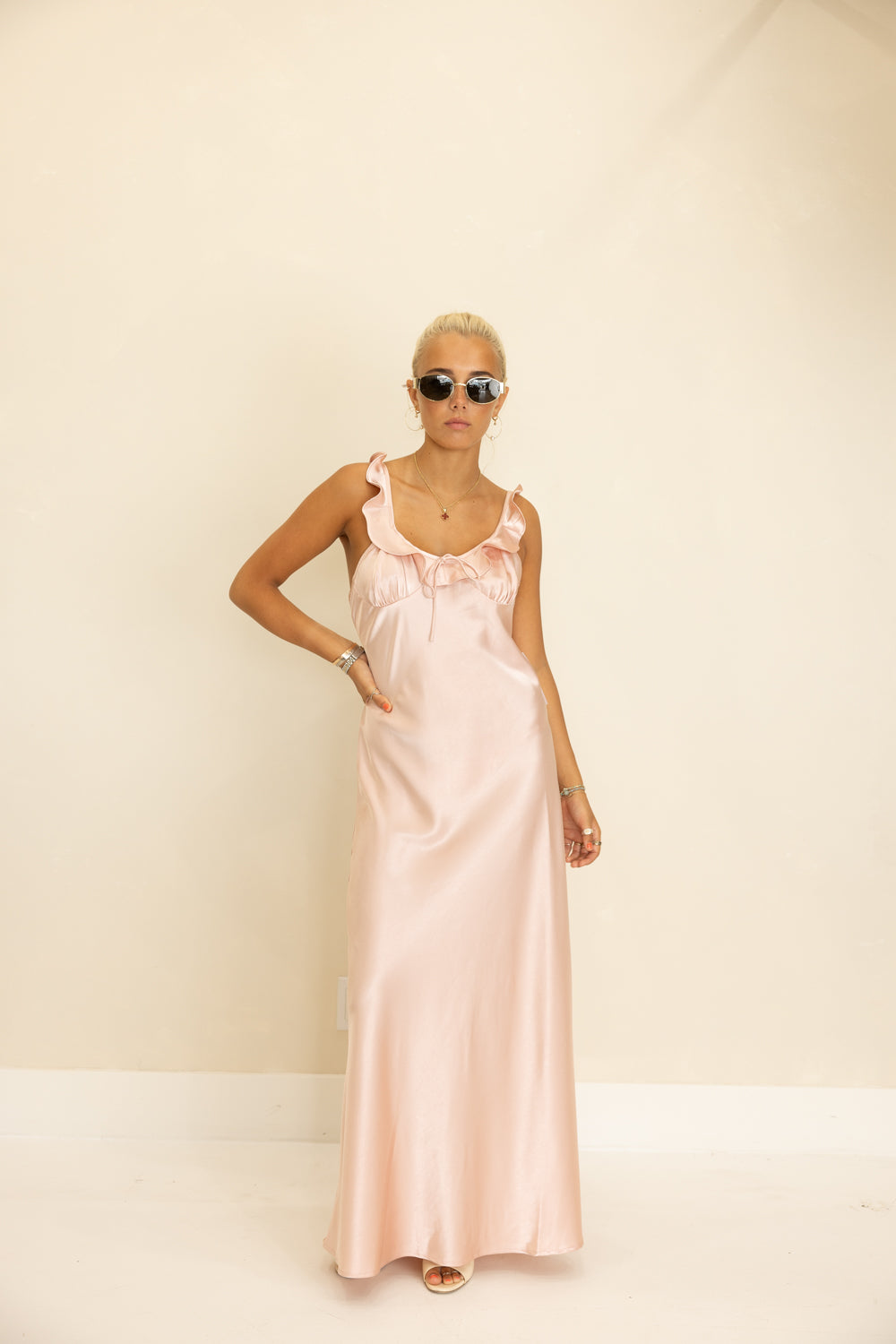 Lacy Maxi Satin Dress