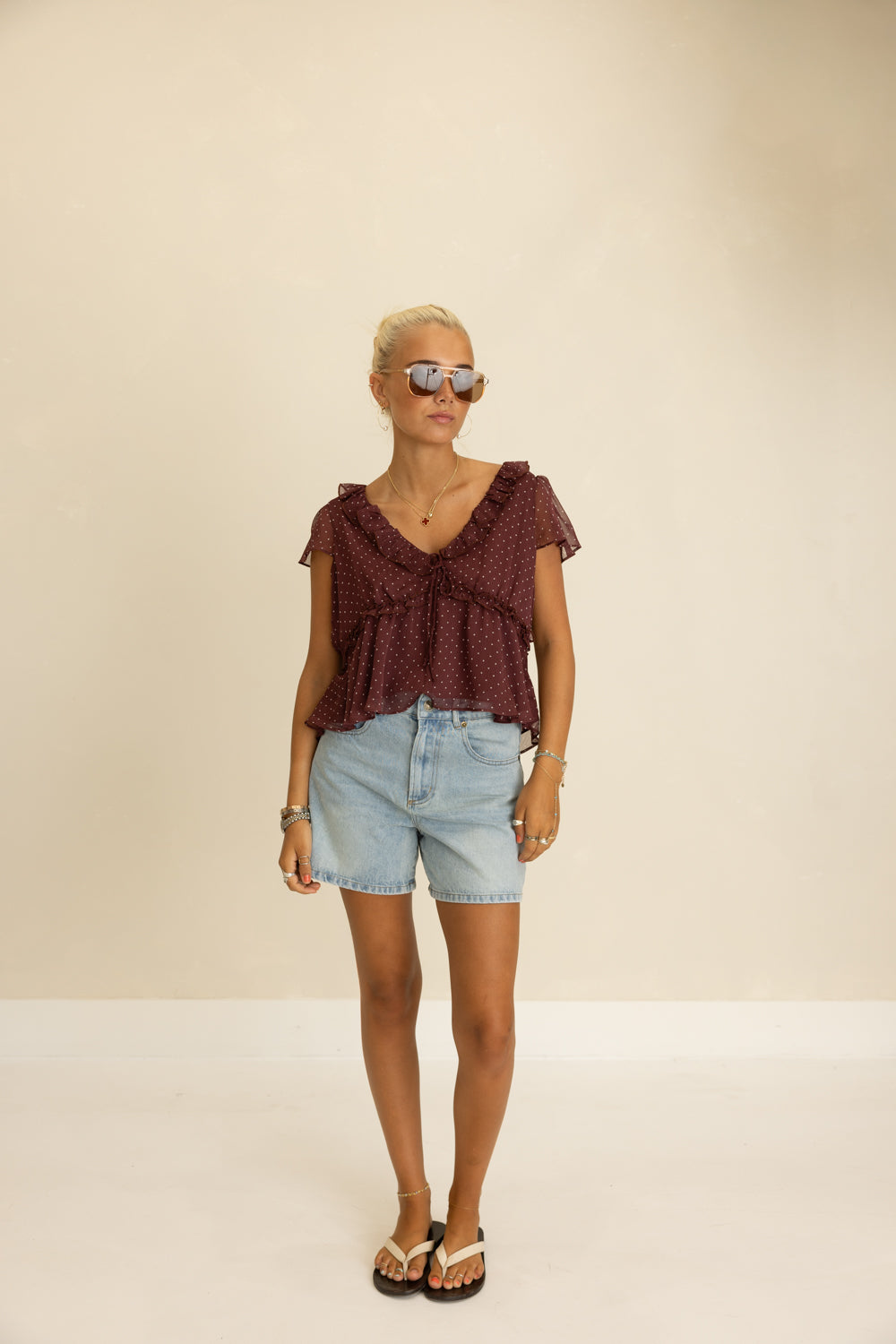 Wynona Polka Dot Chiffon Top