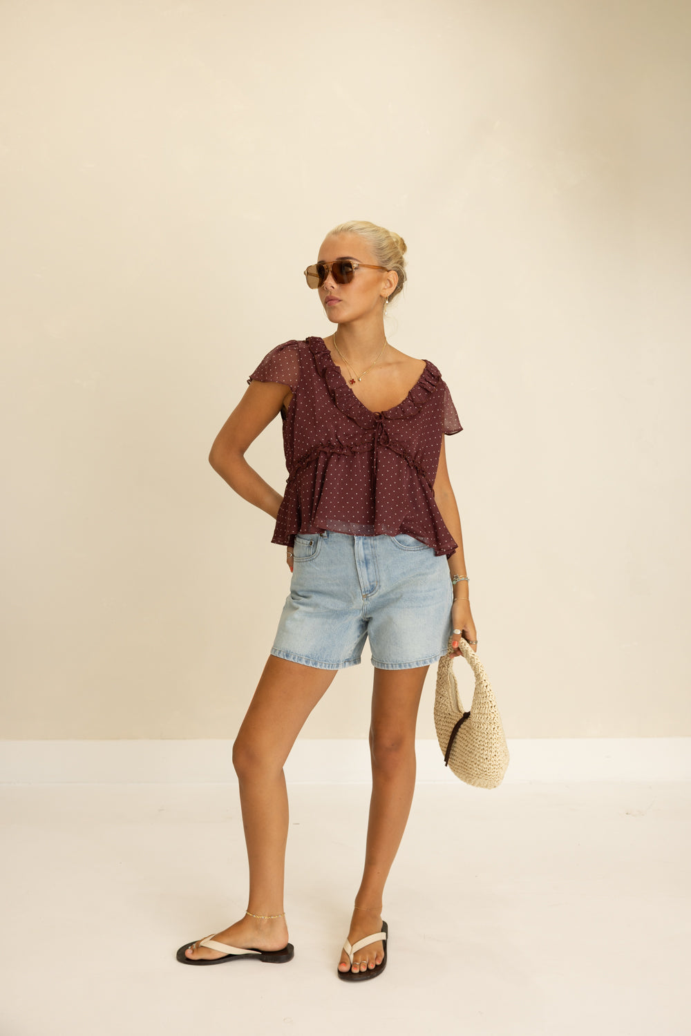 Wynona Polka Dot Chiffon Top