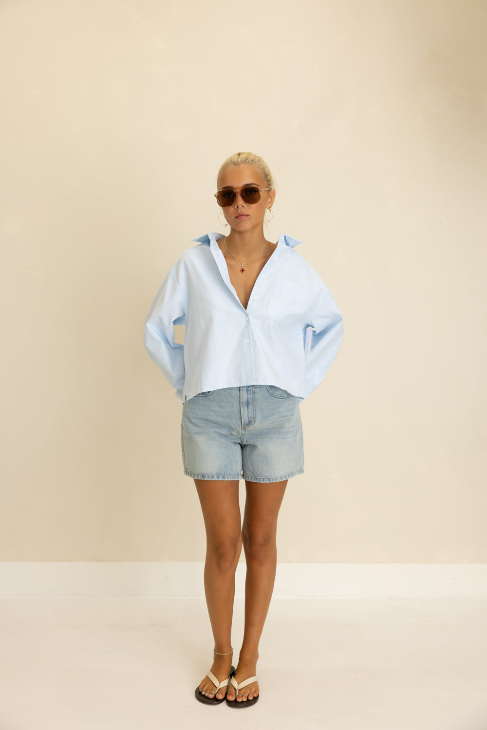 Halle Light Wash Denim Short