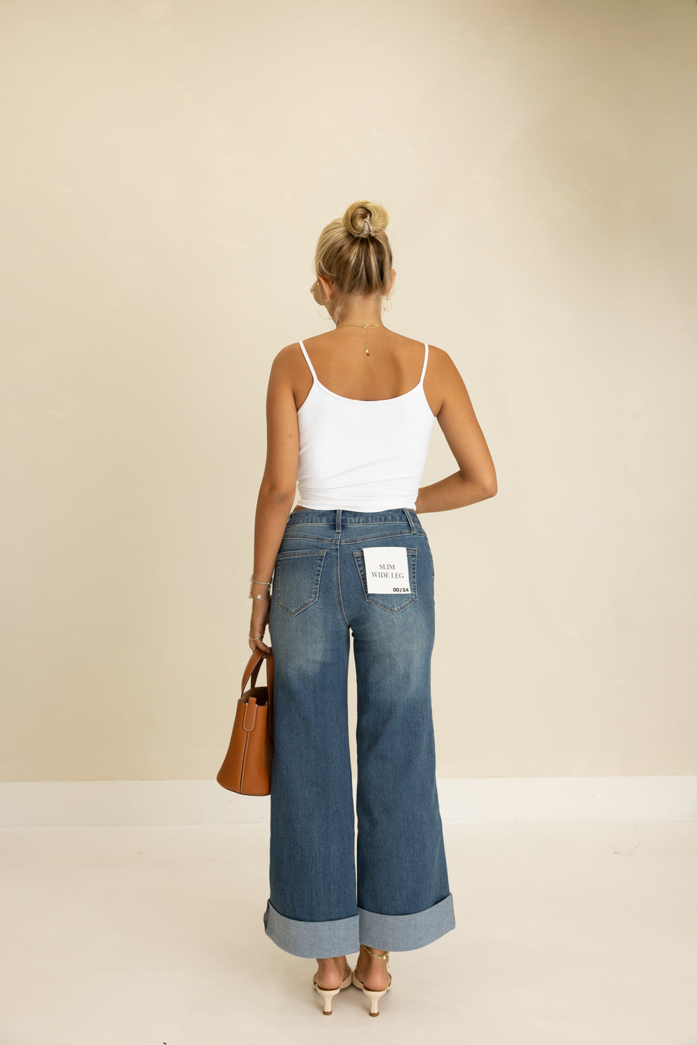 Willa Roll Cuff Slim Wide Leg Denim