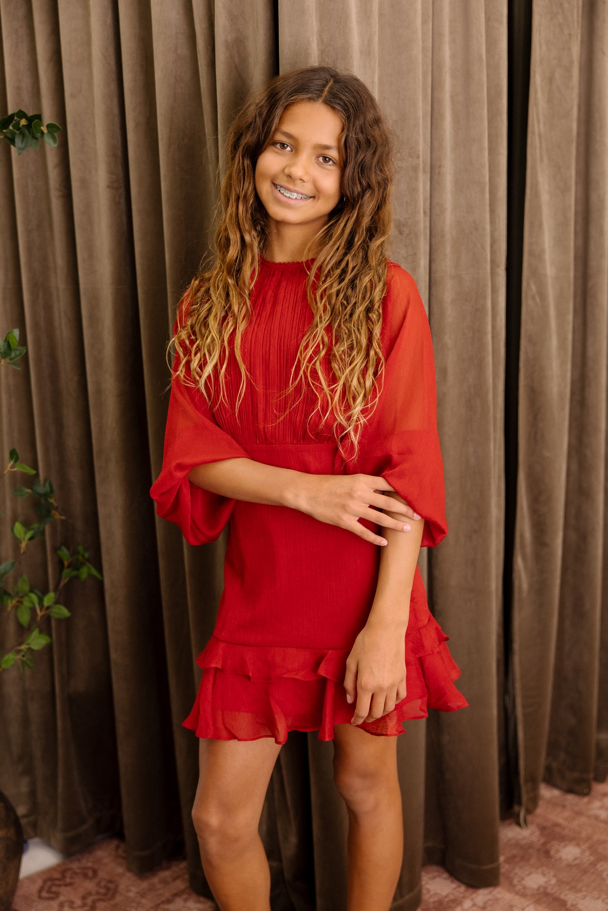 Kailey Mini Dress in Wine | Tween