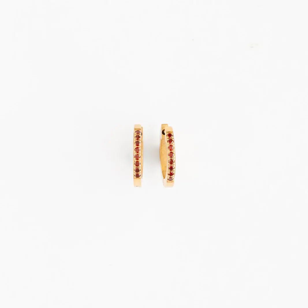 Gem Hoop Earrings - Hypoallergenic, Flat Back, Girl Gift