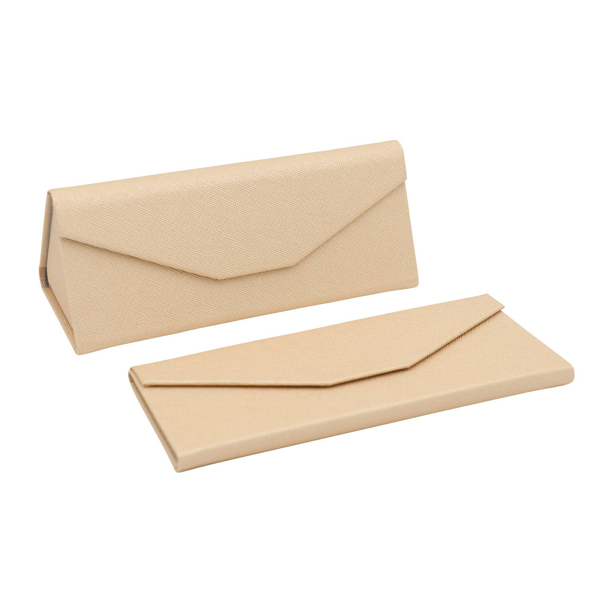 Vegan Leather Folding Hard Shell Glasses Case - Gold
