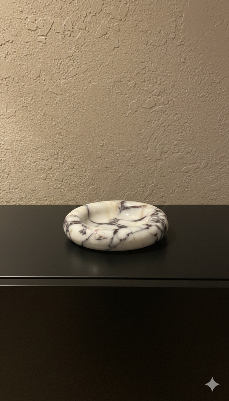 Polished Calacatta Viola Marble Decorative Bowl