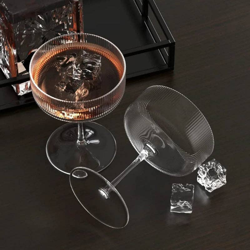 Set of 6 Ribbed Cocktail Glasses