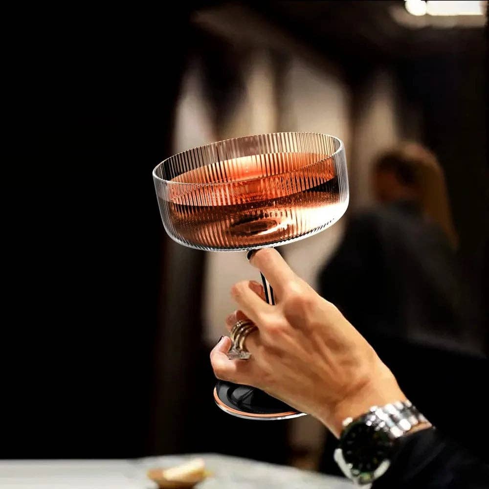 Set of 6 Ribbed Cocktail Glasses