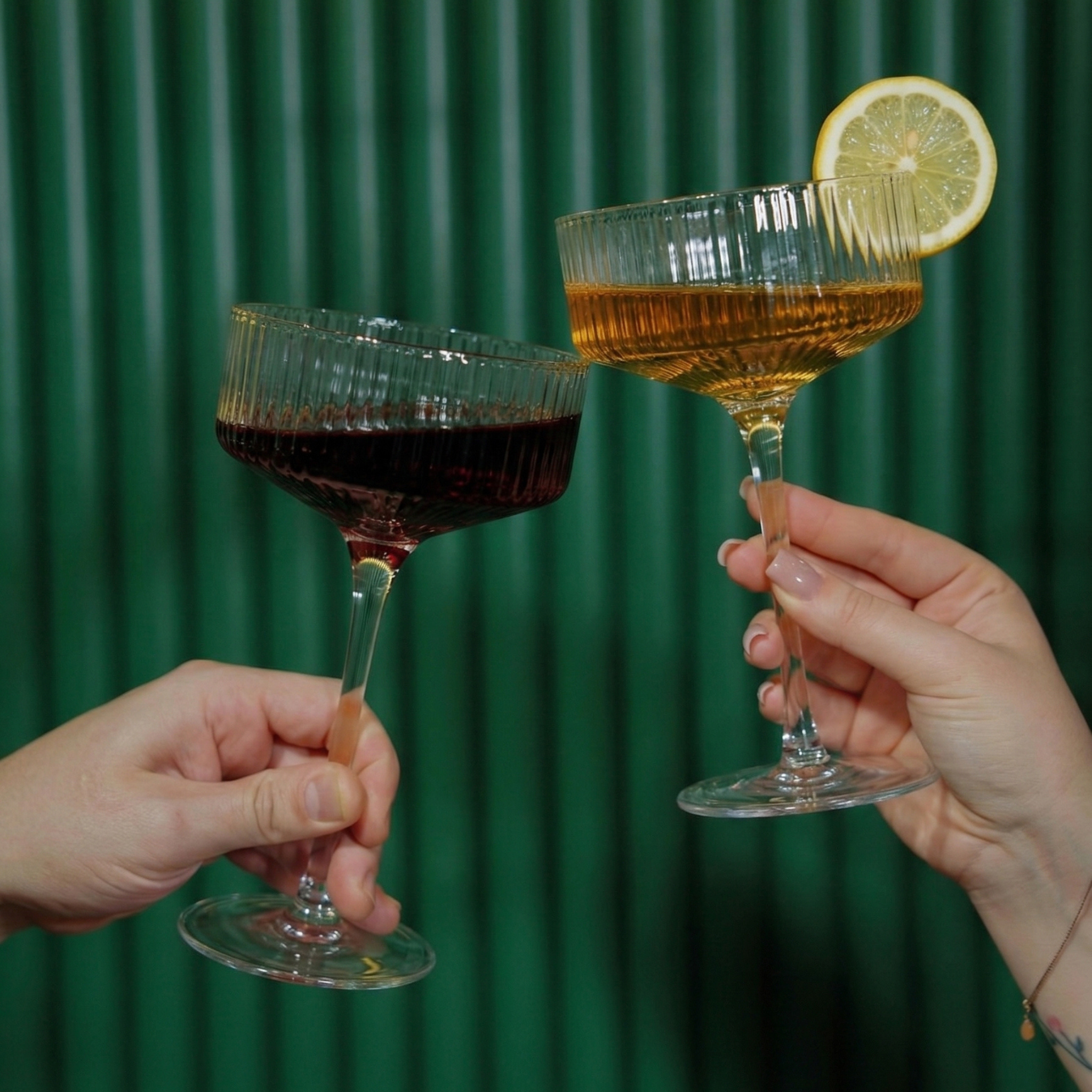 Set of 6 Ribbed Cocktail Glasses