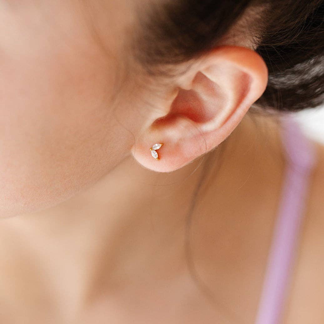 Duo Marquise Stud Flat Back Earrings