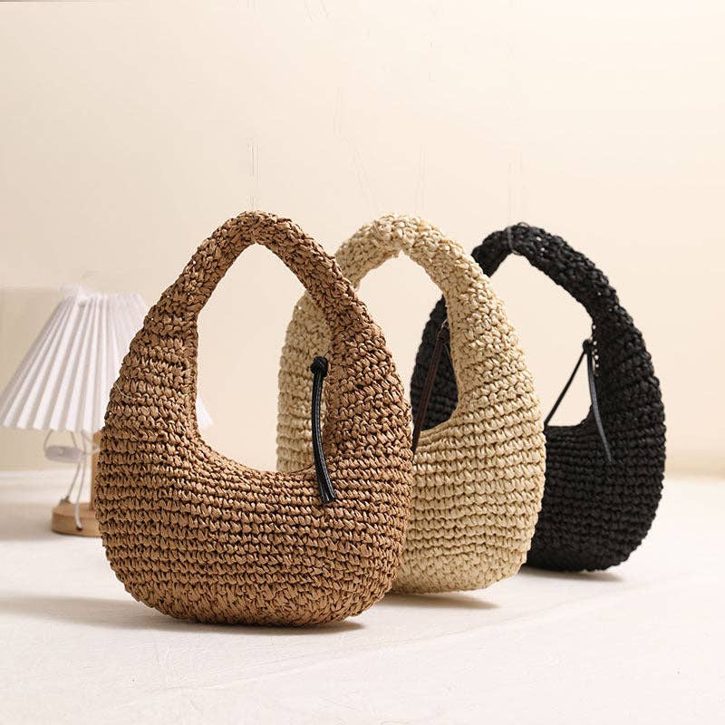 Trendy Solid Color Woven Tote Bag with Tassels