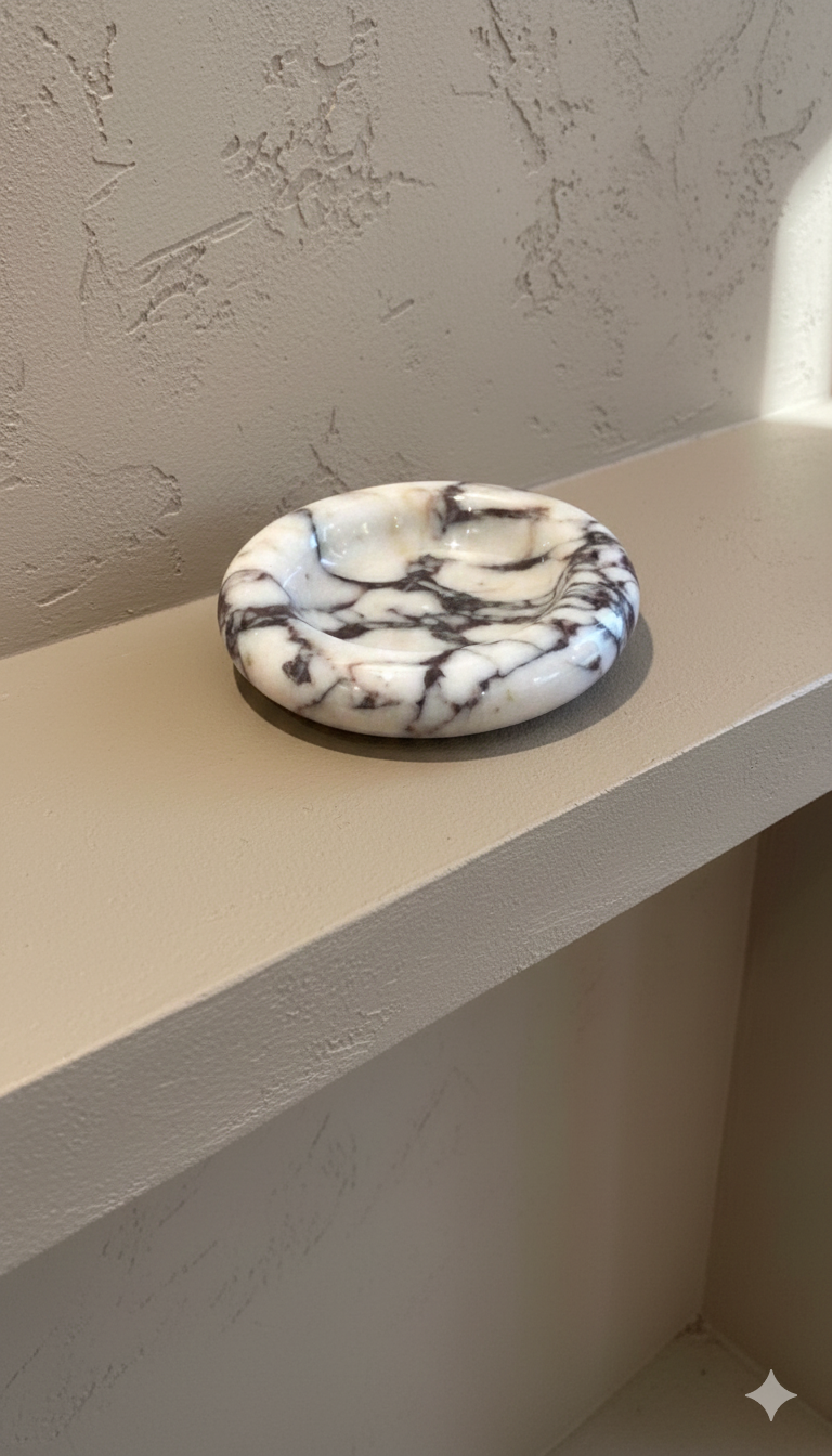 Polished Calacatta Viola Marble Decorative Bowl