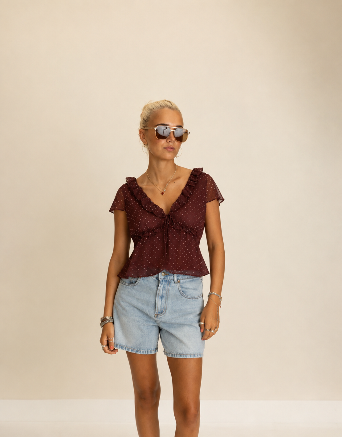 Wynona Polka Dot Chiffon Top