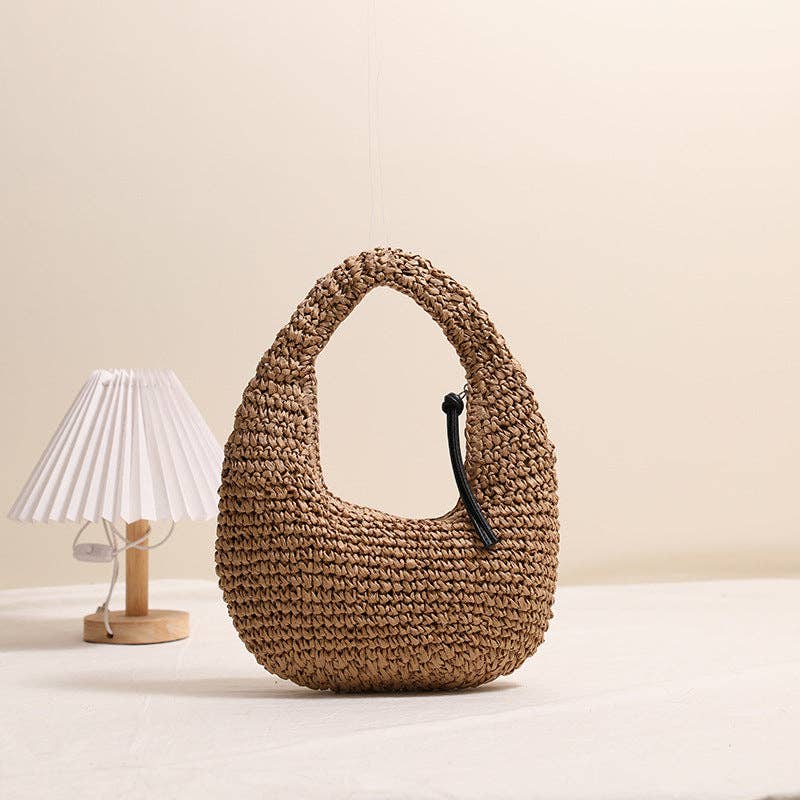 Trendy Solid Color Woven Tote Bag with Tassels
