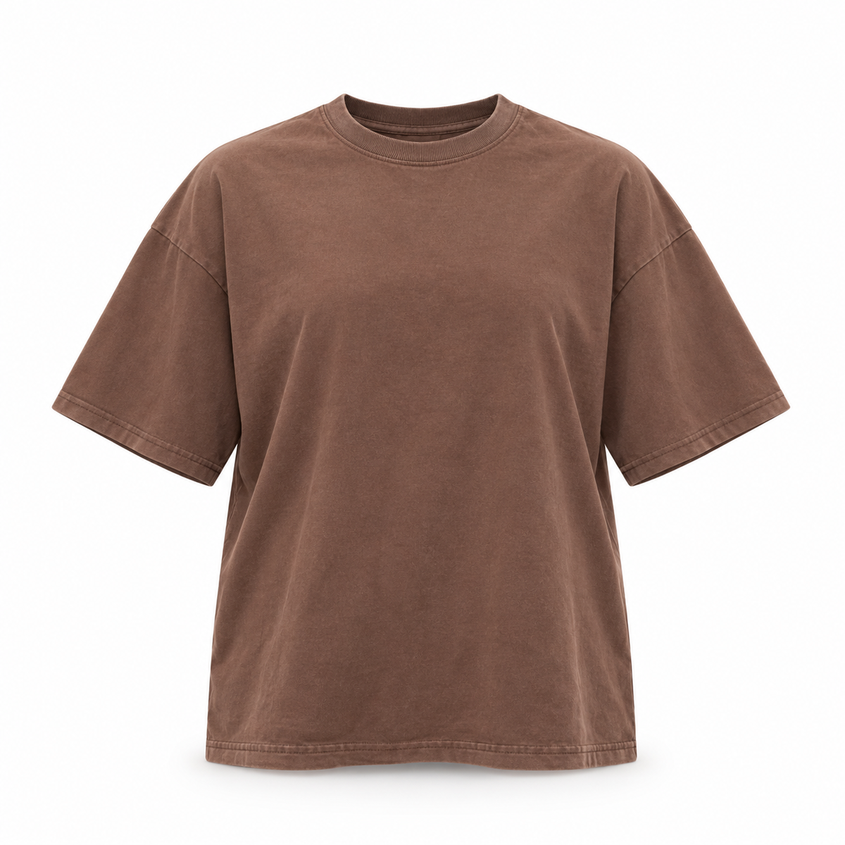 Brown Cotton Crew Neck Tee