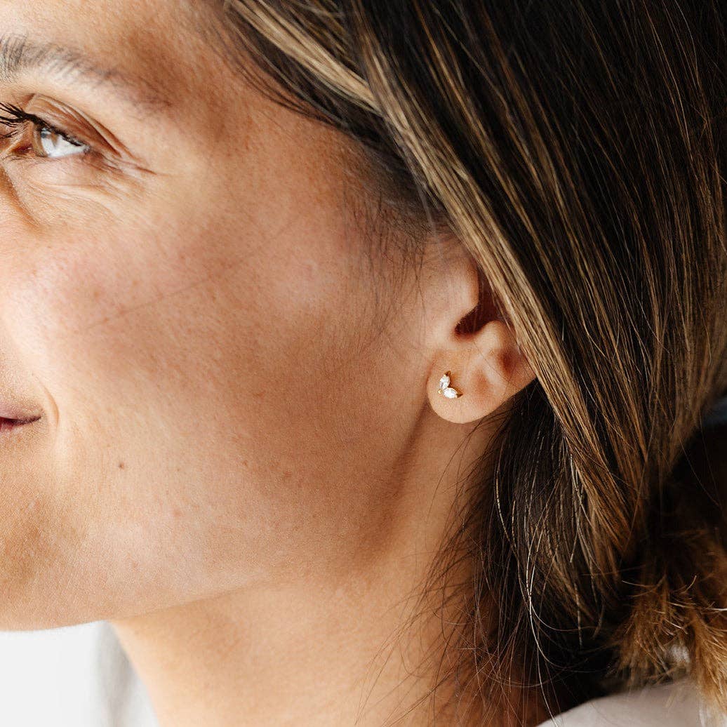 Duo Marquise Stud Flat Back Earrings