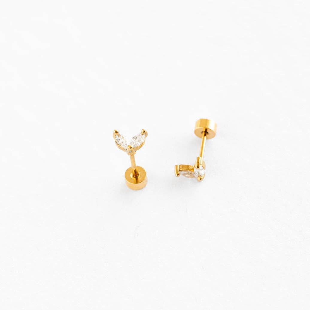 Duo Marquise Stud Flat Back Earrings