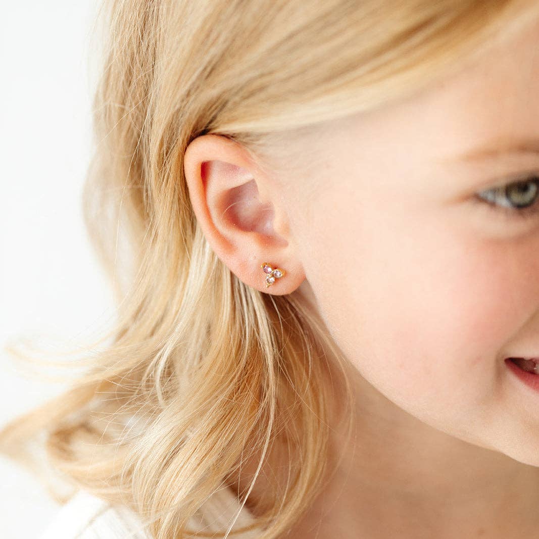 Ombré Gem Stud Earrings - Hypoallergenic, Flat Back, Girl