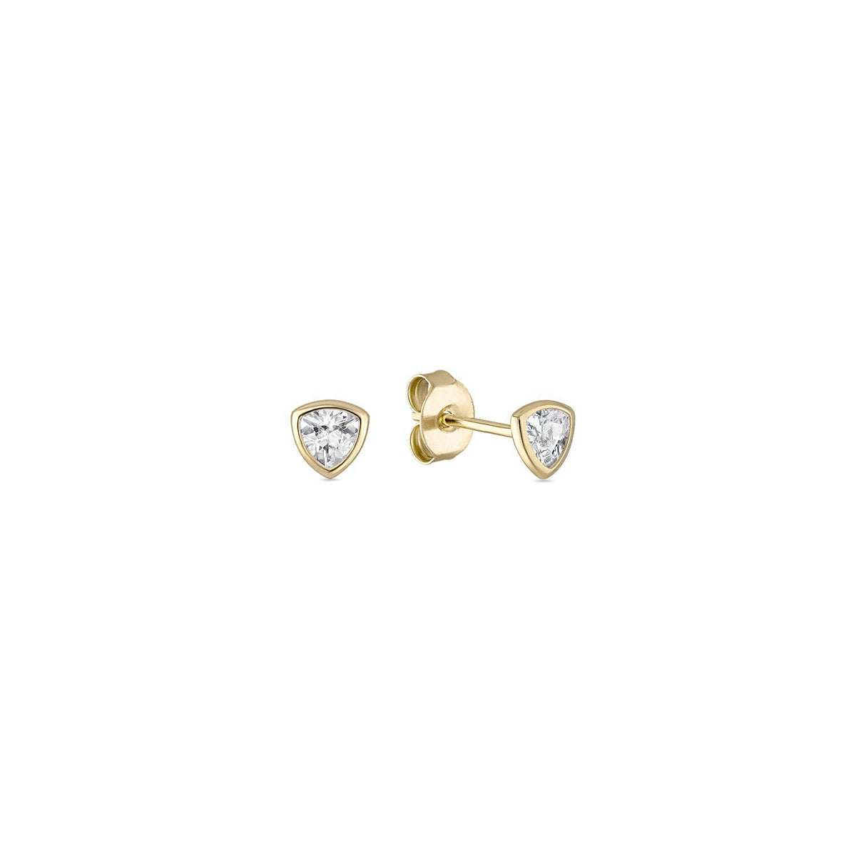 14k Vermeil Bezel Trillion Cut CZ Diamond Studs