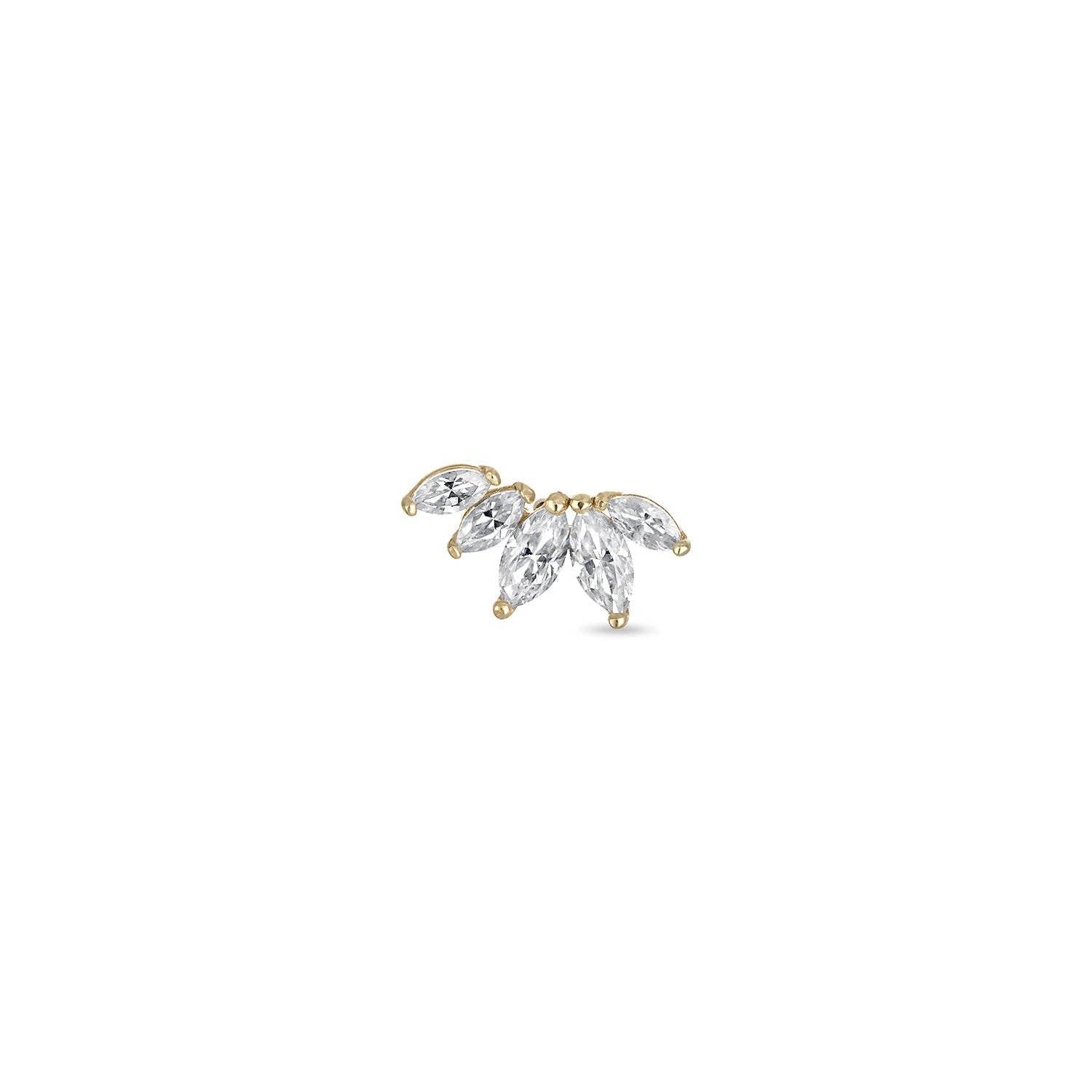 14k Vermeil Marquise Curve Moissanite Flat Back Climber Earring