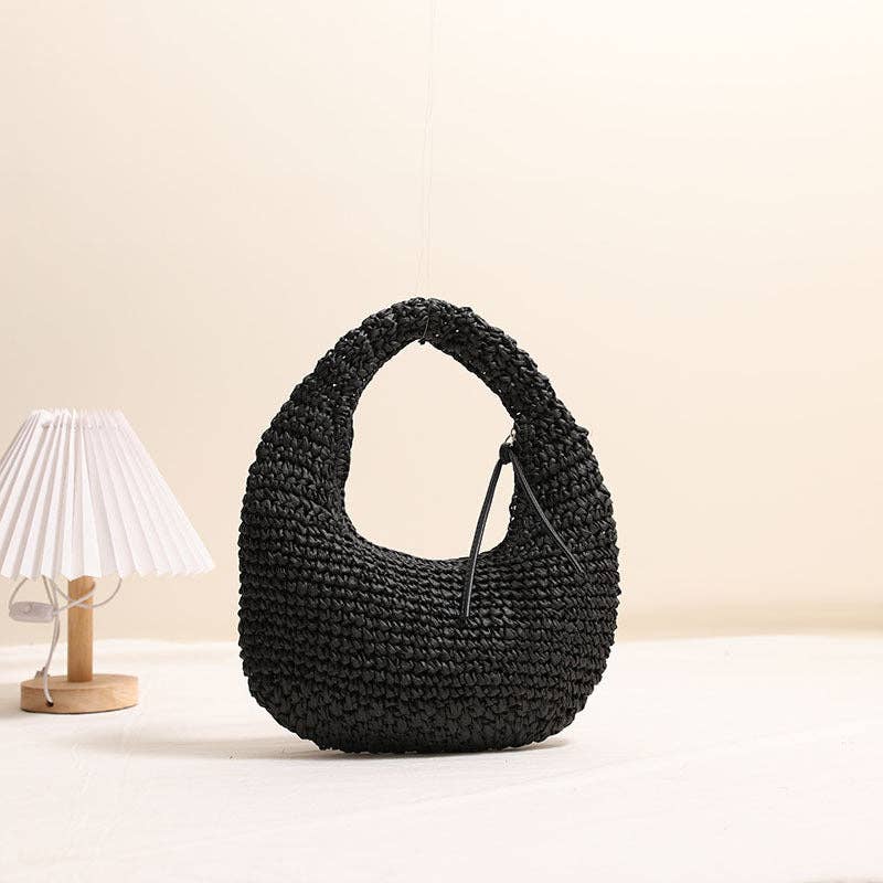 Trendy Solid Color Woven Tote Bag with Tassels