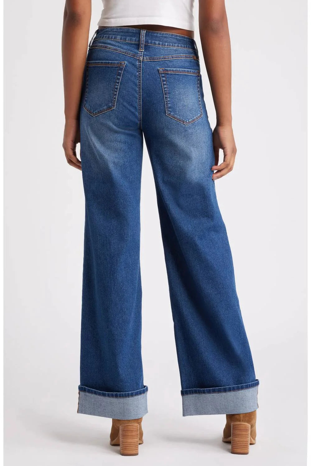 Willa Roll Cuff Slim Wide Leg Denim