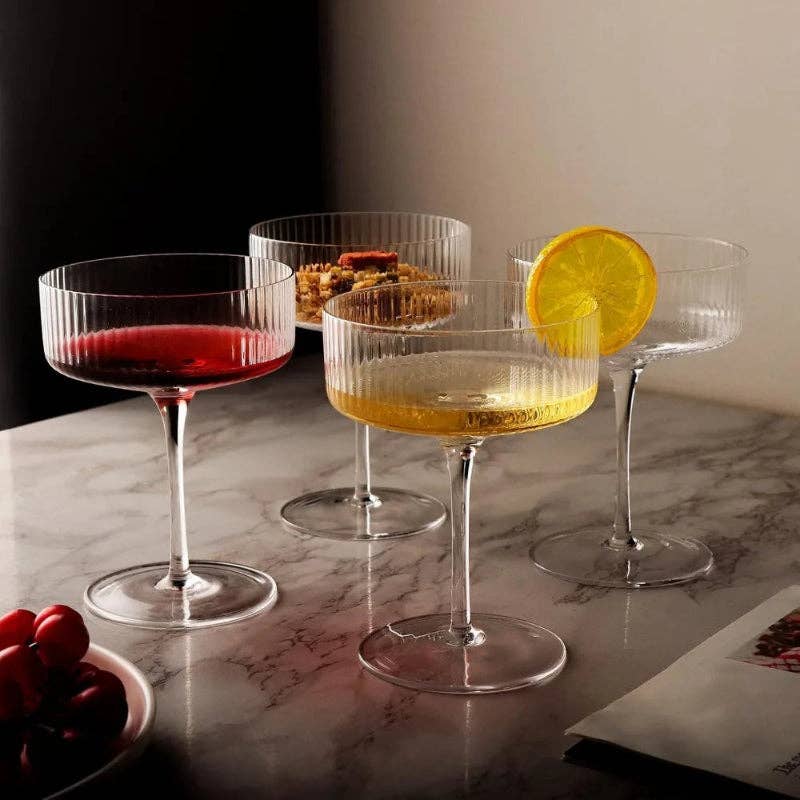 Set of 6 Ribbed Cocktail Glasses